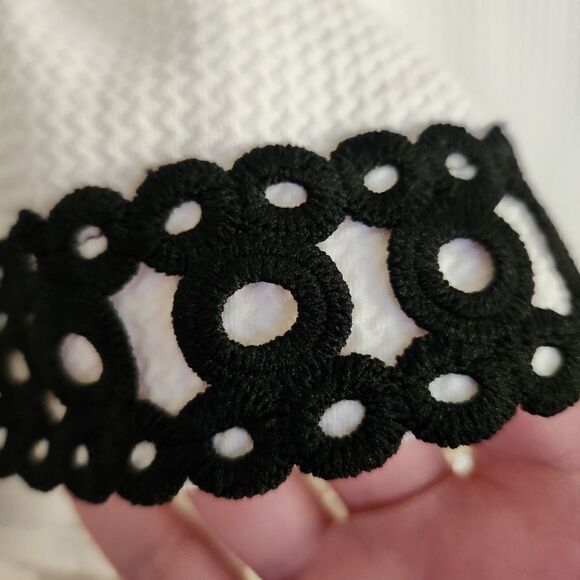 Elle Textured Embroidered Lace Ruffle Sleeve Ivory White Sheath Dress Size Large - Picture 5 of 11